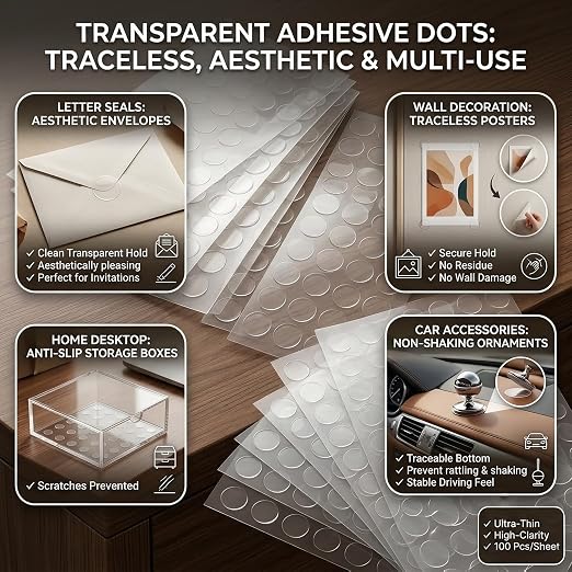 Glue Dots Double Sided 500 PCS, 1.18 Inch Clear Sticky Dots Removable Adhesive - Image 5