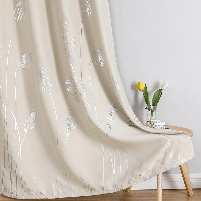 Cream Beige Room Darkening Curtains 102 Inches Long - Image 7