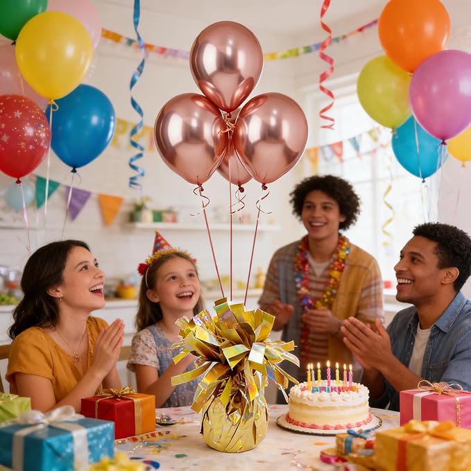 Metallic Gold Balloon Weights, 6 Pack | Metallic gold PET film; helium balloon - Image 5