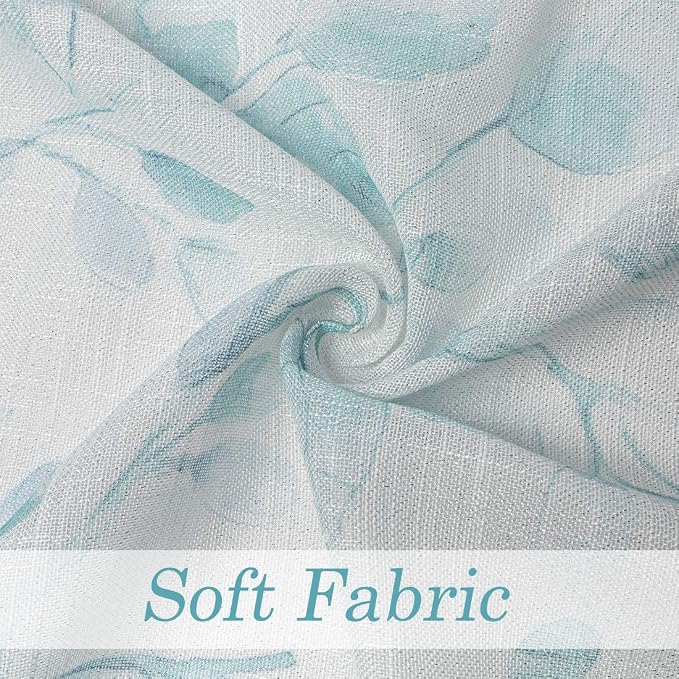 Central Park Leaf Floral Print Metallic Sheer Curtain, Teal Blue, Grommet Top - Image 7