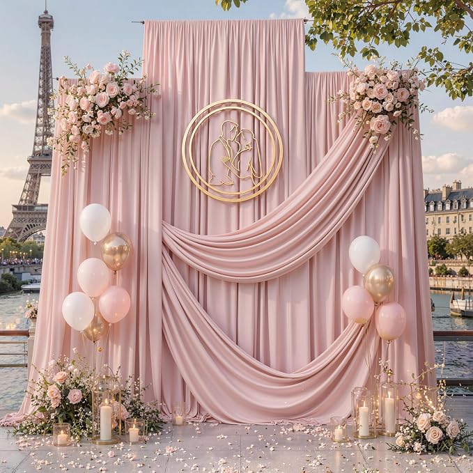 10ft x 15ft Dusty Pink Backdrop Curtains by CO-AVE