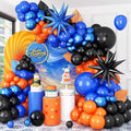 Black Orange Blue Balloon Arch Kit, Royal Blue Black Balloon Garland by BTZO