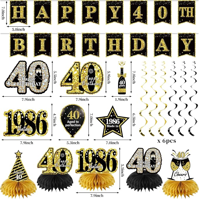 Zirtorei 40th Birthday Decorations - Image 2