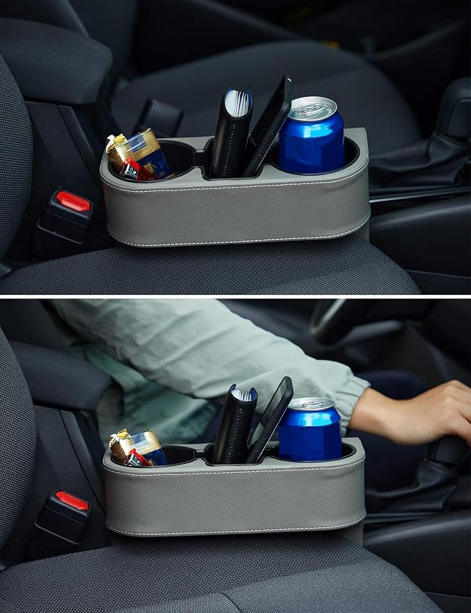Car Cup Holder, Front Seat Console Side Organizer, Dual Cup Holders, Phone and - Image 8