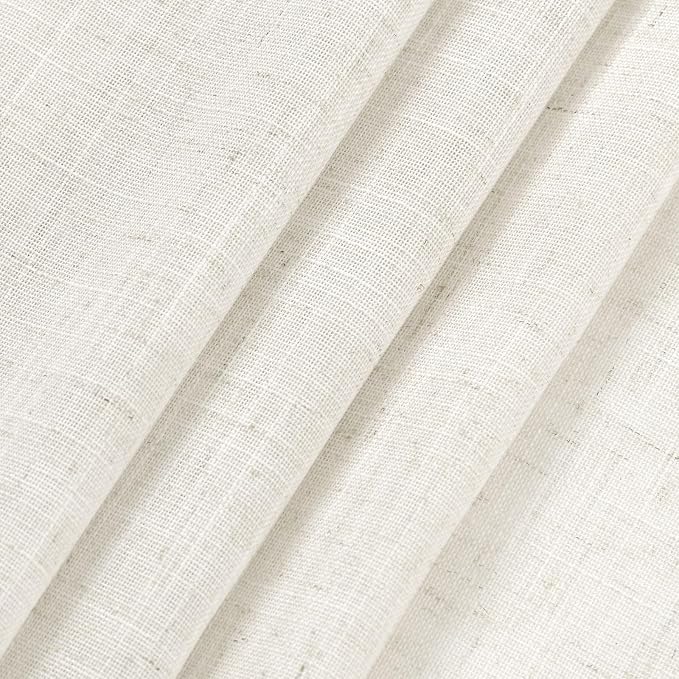 Cream Linen Cafe Curtains 24 Inch Length 2 Panels Light Filtering Semi Sheer - Image 7