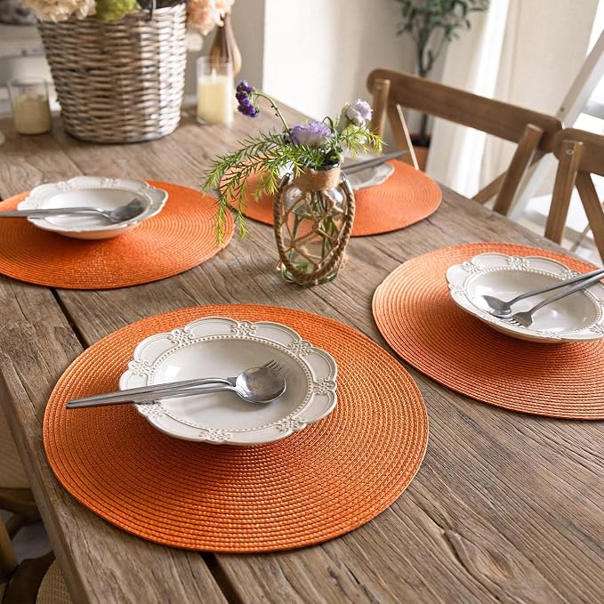 FunWheat Round Braided Placemats Set of 8 Place Mats - Image 7