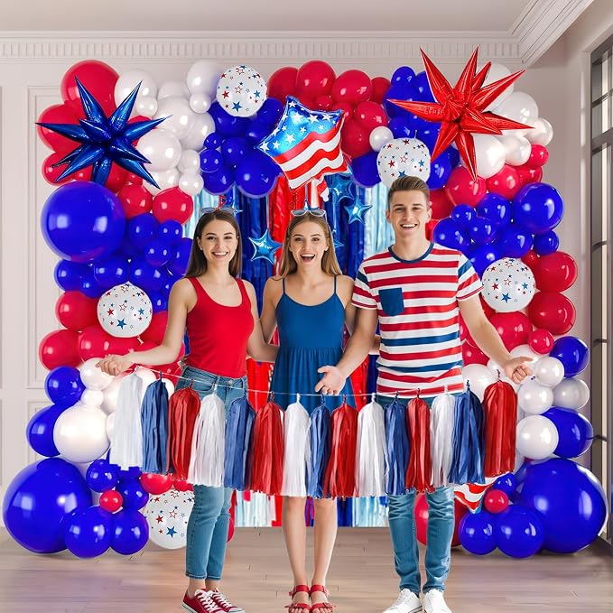 America's 250th Patriotic Red White and Blue Balloon Garland Arch Kit | Star - Image 2