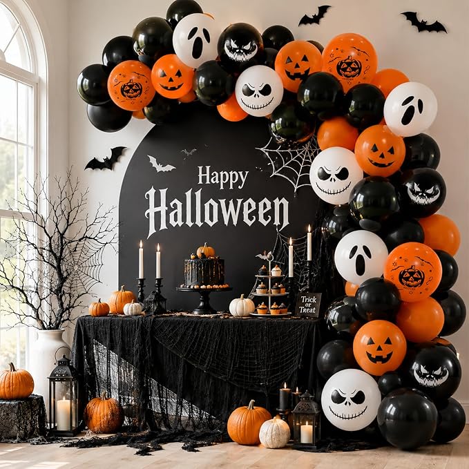 Halloween Party Balloons Black Orange White Ghost Spooky Balloon | 12Inch - Image 7