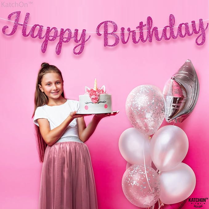 KatchOn Hot Pink Happy Birthday Banner 10 Ft - Image 5