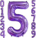 Purple 5 Balloon Number, 40 Inch Number 5 Balloon Big Purple 5 Foil Mylar by BBPOOL