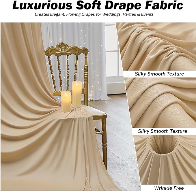 10ft×12ft Champagne Backdrop Curtain - Image 3