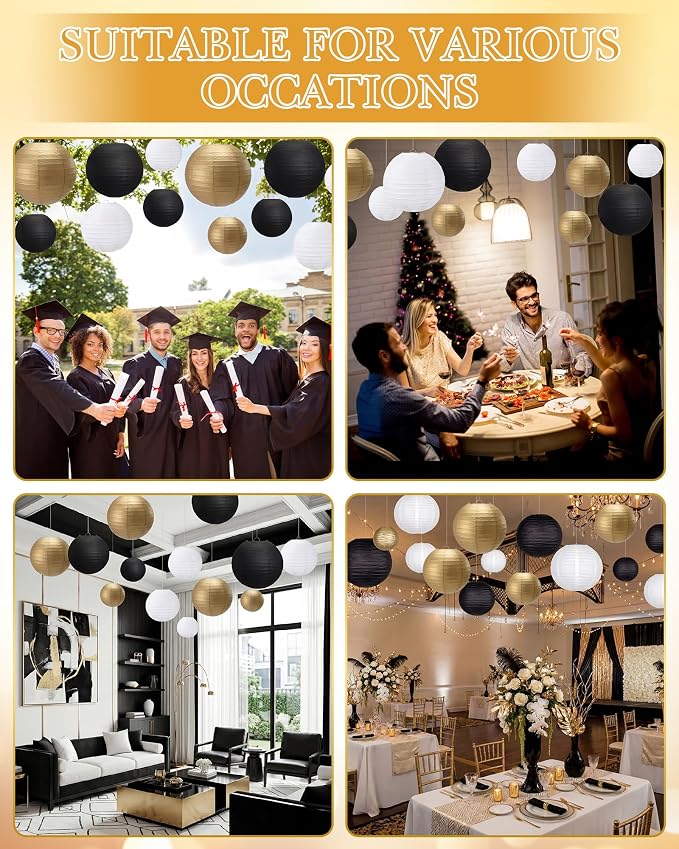Treela 48 Pcs Paper Lanterns Party Decorations Chinese Lanterns Round Paper - Image 6