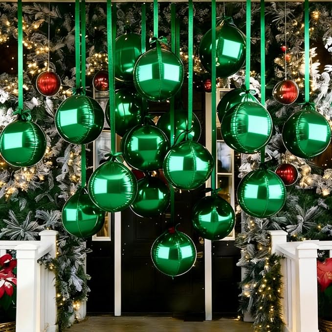 12Pcs Green Round Balloons Foil, Big Metallic Green Foil Balloons - Image 5
