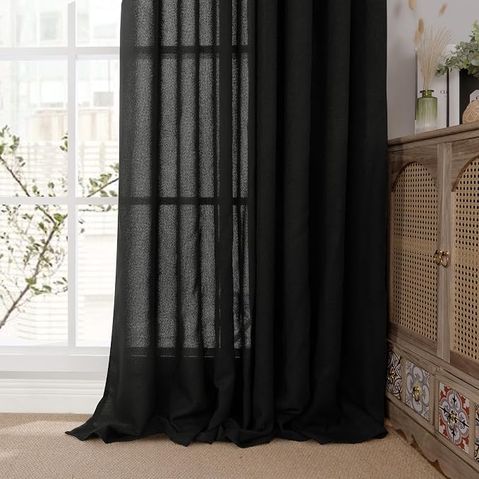 YoungsTex Black Linen Curtains 90 Inch Length - Image 8