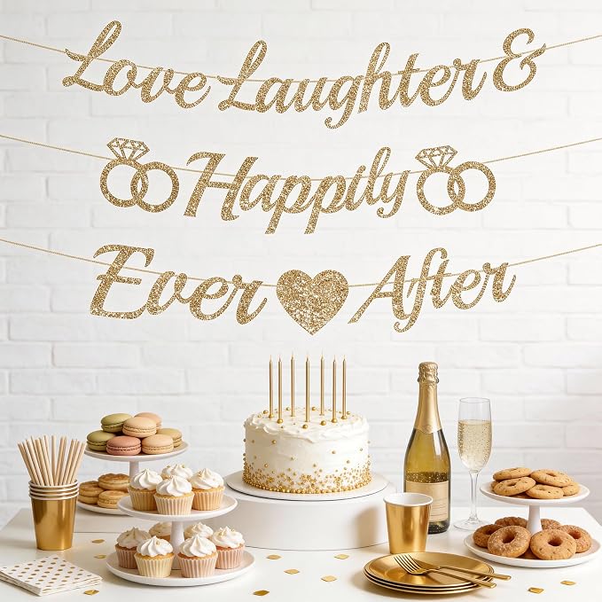 Alynta Pre-Strung Love Laughter & Happily Ever After Banner Bridal Shower | NO - Image 5