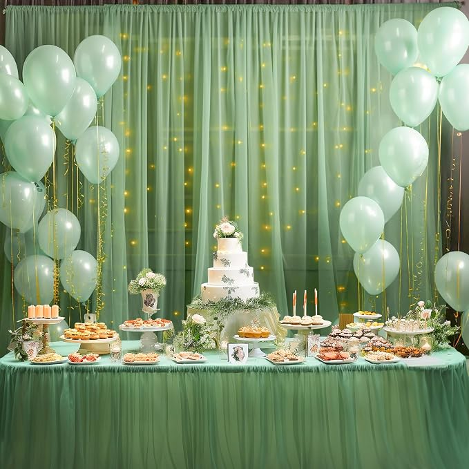 10x10ft Olive Green Tulle Backdrop Curtain - Image 8
