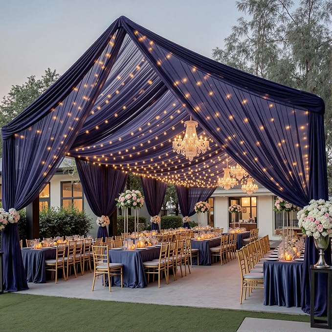 6 Panels Dark Blue Ceiling Curtains - Image 6