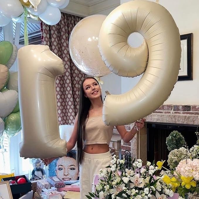 Biapian 40 Inch Cream Number 18 Balloon, 18th Birthday Balloons, Big Digital 18 - Image 5