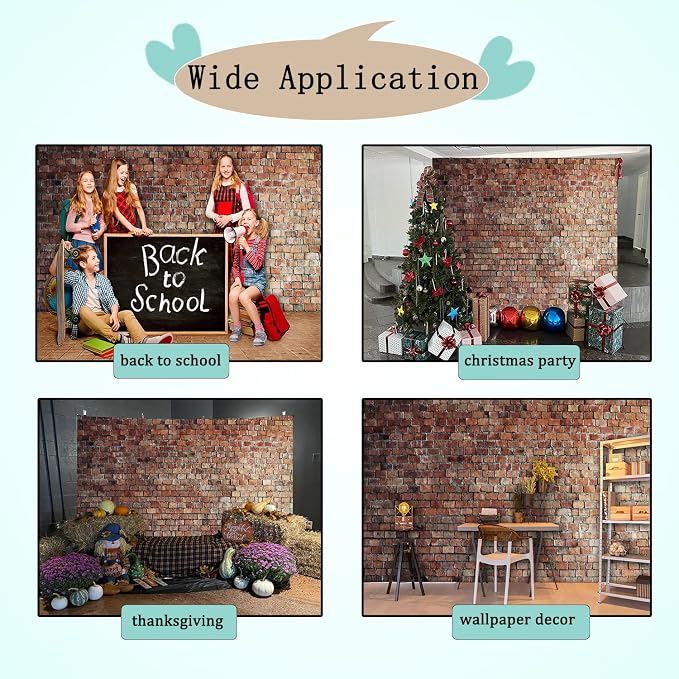 Red Brick Wall Backdrops for Photography Brick Photo Backdrop 10x6.5ft Vinyl - Image 5