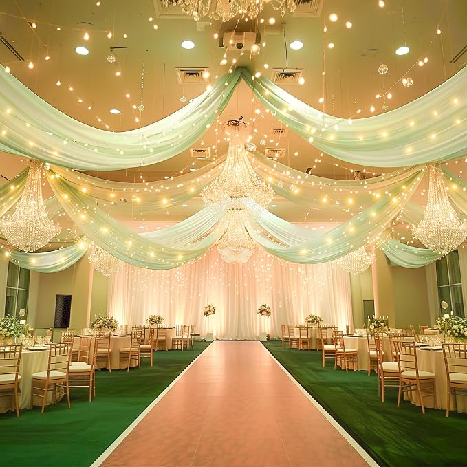 6 Panels Green Ceiling Drapes - Image 5