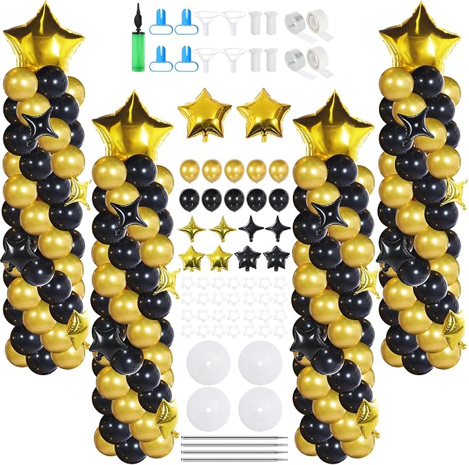 Gejoy Black Gold Balloons Column Stand Kit Adjustable Tower Stand from 1.4 to by Gejoy