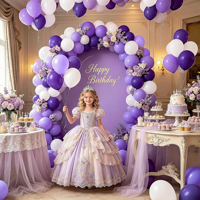 Purple and White Balloons 100Pack 12 Inch Set Latex Party Decorations | Dark - Image 5