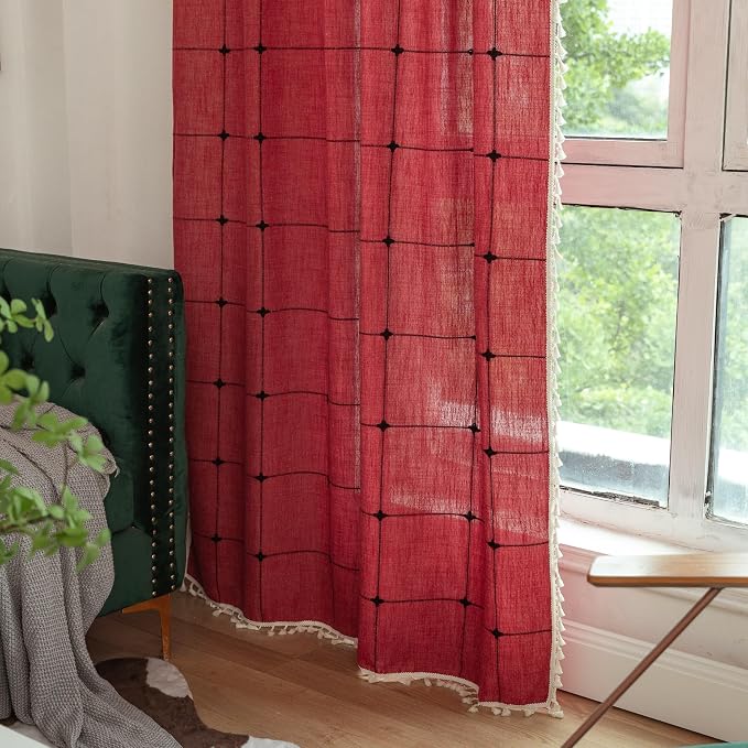 Sutuo Home Boho Curtain for Bedroom 84 Inch Length, Linen Light Filtering - Image 4