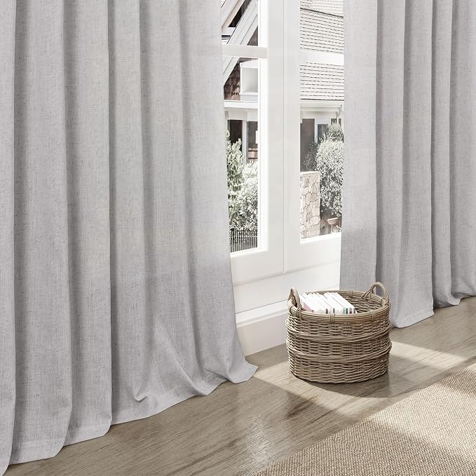 Grey Linen Back Tab Curtains 84 Inch Length - Image 6