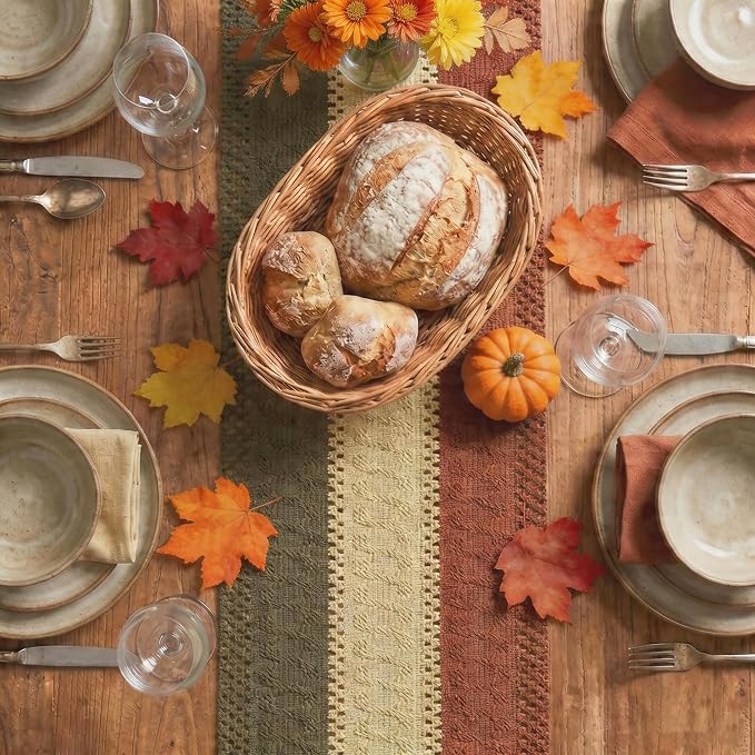 Artoid Mode Caramel Brown Coffee Farmhouse Rustic Table Runner 12x90 Inch | - Image 2