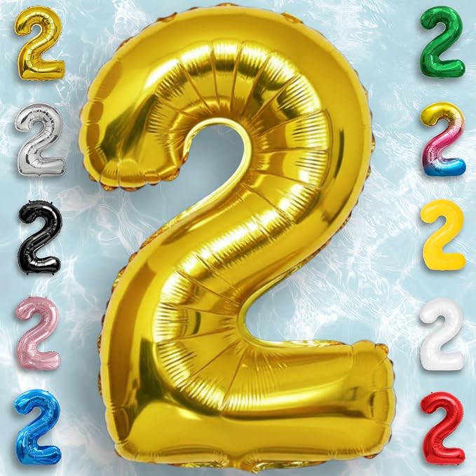 Gold Number Balloon 2 Mylar Foil Balloons 32 inch - Image 5
