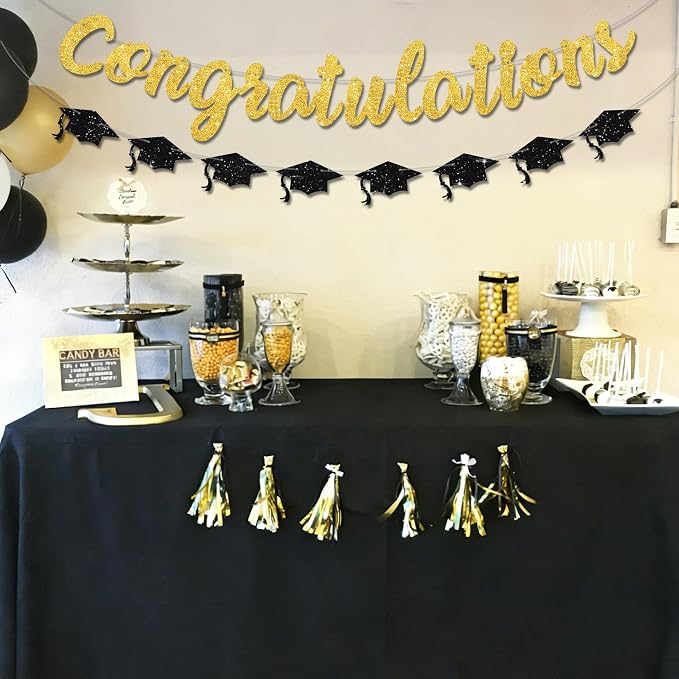 Gold Glitter Congratulations Banner, 2026 Graduation Party Decorations Grad - Image 4