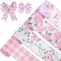 4 Rolls Pink Floral Wired Ribbon Set by Unknown