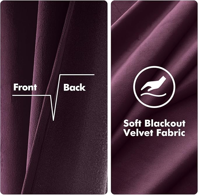 MIULEE Velvet Curtains Purple Orchid 52 x 90 Inch Length Set of 2 | Grommet - Image 3
