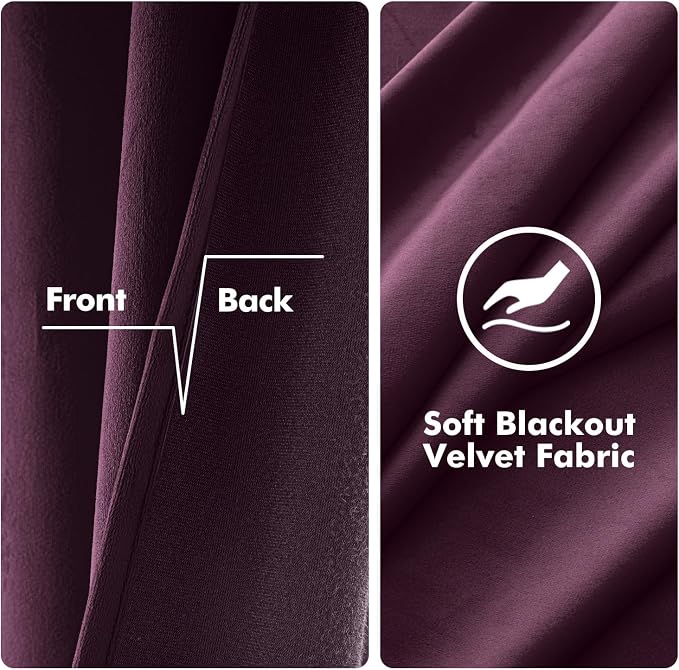 MIULEE Velvet Curtains Purple Orchid 52 x 84 Inch Length Set of 2 | Grommet - Image 3