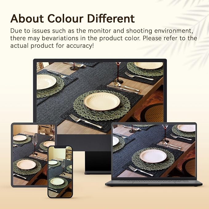 AHHFSMEI Paper Braided Round Placemats Set of 6 Natural Non-Slip Heat Resistant - Image 6