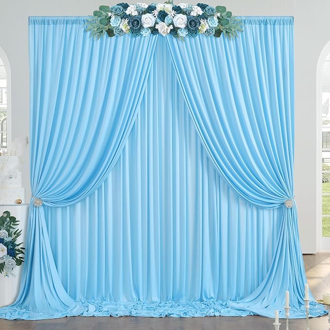 20ft x 10ft Baby Blue Backdrop Curtains - Image 7