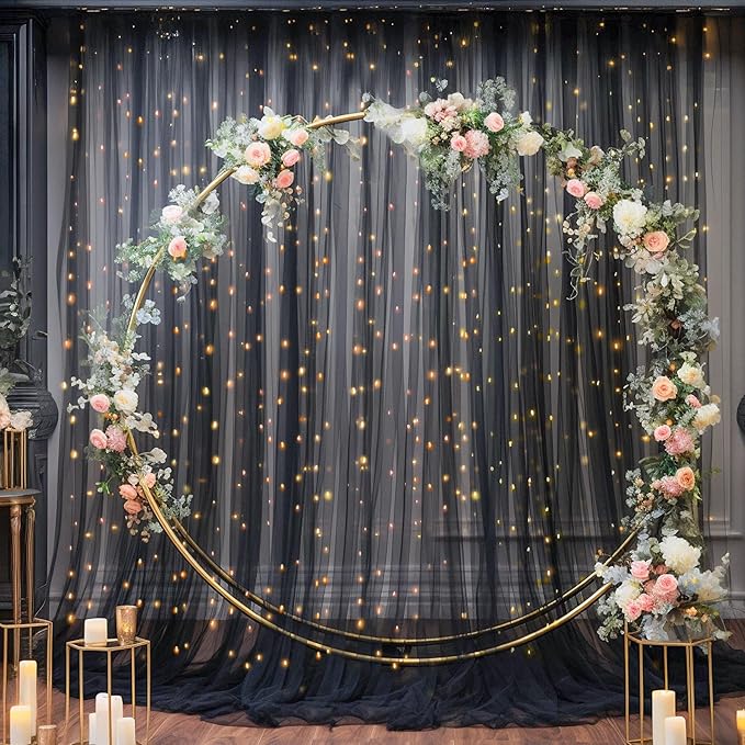 30x10ft Black Tulle Backdrop Curtain - Image 7