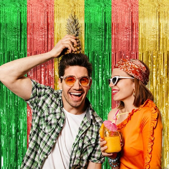 2 Pack Hawaii Backdrop Party Decorations Tinsel Curtain Summer Party Streamer - Image 2