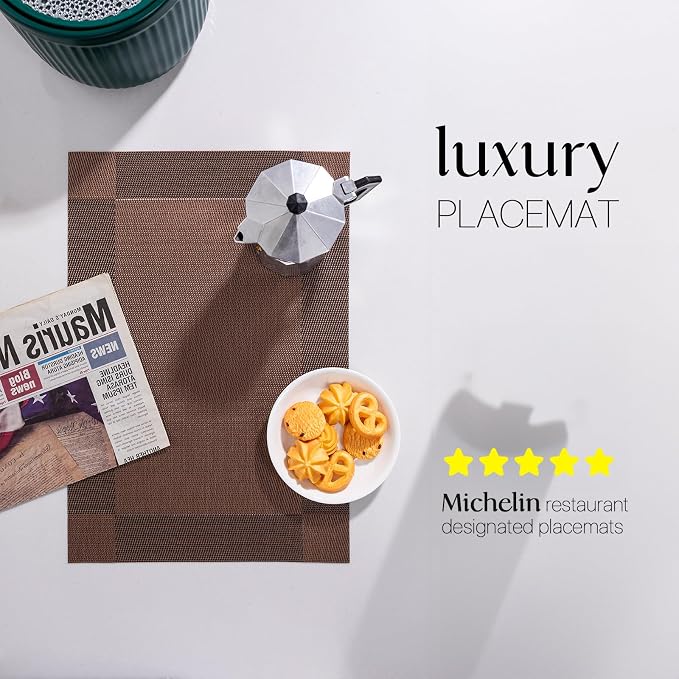 LEXMORE Placemats Set of 4 Vinyl/Plastic Woven Place Mats - Image 2