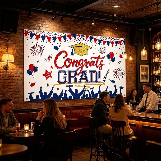 Blue Red Congrats Grad Class of 2026 Banner Backdrop Photography Background - Image 5