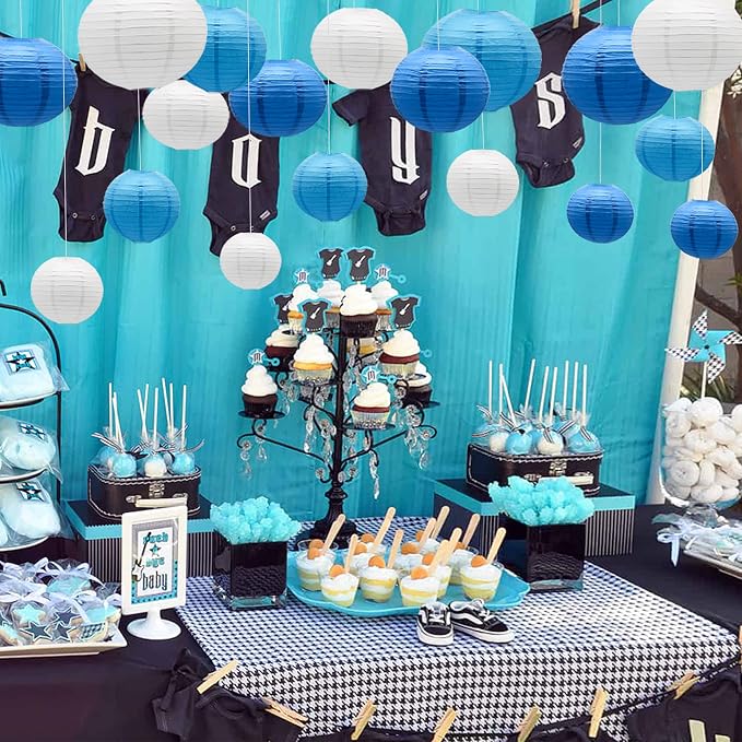 Paper Lanterns Party Decorations Blue - Image 6
