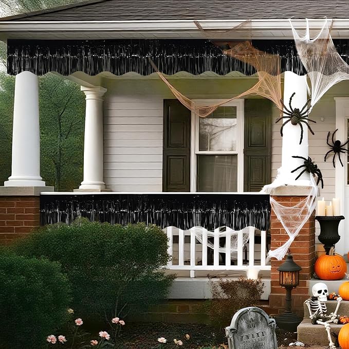 LOLStar Black Foil Fringe Tinsel Garland, Tinsel Streamers Banner, 6 Pack | - Image 7