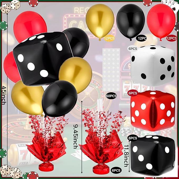 Civaner Casino Party Balloons Stand Kit 6 Sets, and Yellow - Image 3