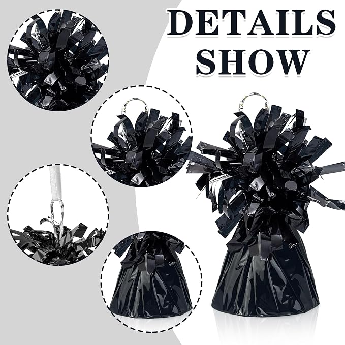 9 PCS Metallic Wrapped Balloon Weights Black Heavy Balloon Weight - Image 3