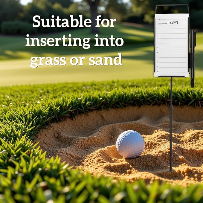 Golf Metal Proximity Marker, Closest to The Pin Marker Set- Includes Golf Course Fairway Distance Markers, Pens and Cards Perfect for Sports & Outdoors Golf Tournament Signs（4 Pack）