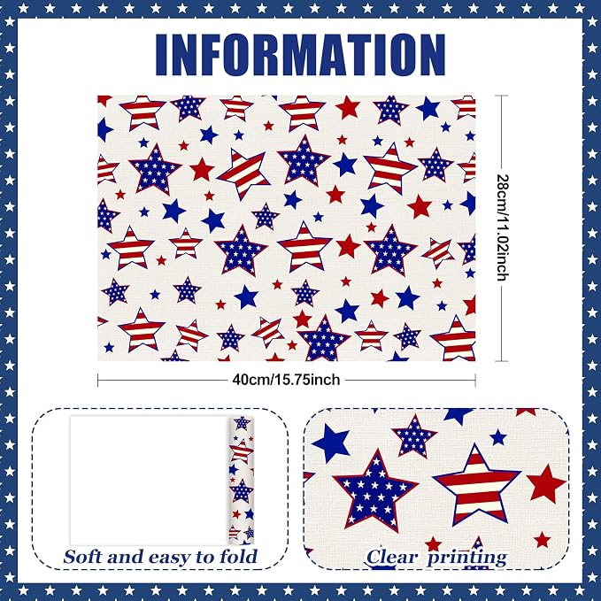 50 Pack Patriotic Disposable Paper Placemats, Star and Stripes Table Mats | - Image 2