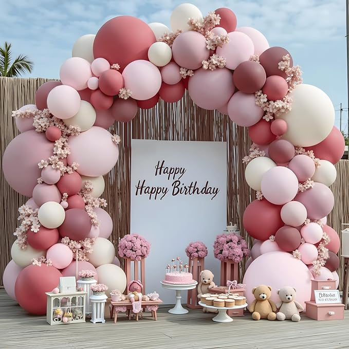 Dusty Rose Pink Balloon Arch Kit, Double Stuffed Pastel Pink Balloons - Image 7
