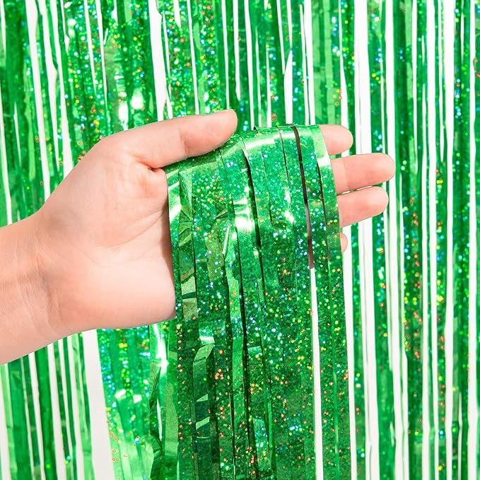 BRAVESHINE Green Party Streamers Backdrop | Metallic Foil Fringe Curtains | 2 - Image 5