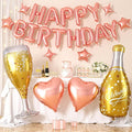 Rose Gold Happy Birthday Balloons Banner, Birthday Decorations by Hapmori