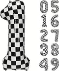 40In Black White Checkered Number 1 Balloon Race Car Digital Foil 1 Balloon | by YOIOZAIZAI